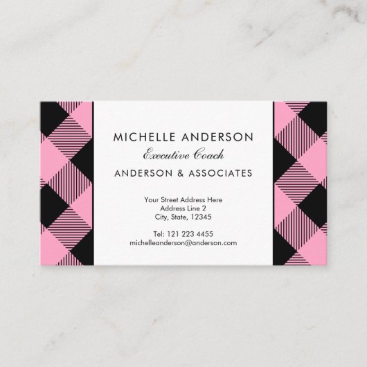 Rosa und schwarze Büffel Karo Business Consultant Visitenkarte (Vorderseite)