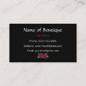 Rosa und schwarze Butike mit Rosen Visitenkarte (Rückseite)