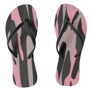 Rosa und schwarze Camouflage Abstrakt Badesandalen