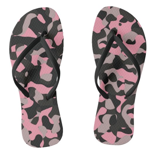 Rosa und schwarze Camouflage Badesandalen (Fußbett)