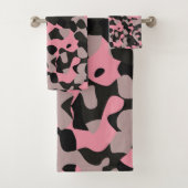 Rosa und schwarze Camouflage Badhandtuch Set (Insitu)