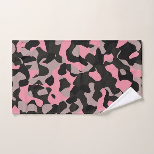 Rosa und schwarze Camouflage Badhandtuch Set (Handtuch)