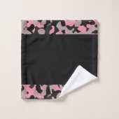 Rosa und schwarze Camouflage Badhandtuch Set (Waschlappen)