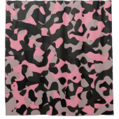 Rosa und schwarze Camouflage Duschvorhang (Vorderseite)