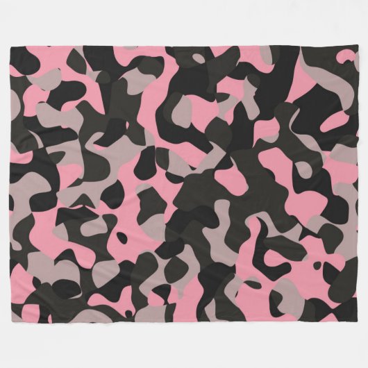 Rosa und schwarze Camouflage Fleecedecke (Vorderseite (Horizontal))