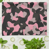 Rosa und schwarze Camouflage Geschirrtuch (Gefaltet)