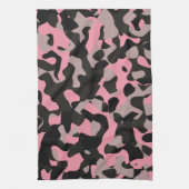 Rosa und schwarze Camouflage Geschirrtuch (Vertikal)