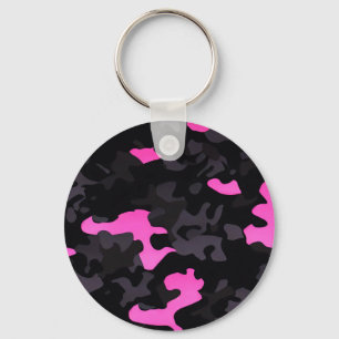 Rosa und schwarze Camouflage Schlüsselanhänger