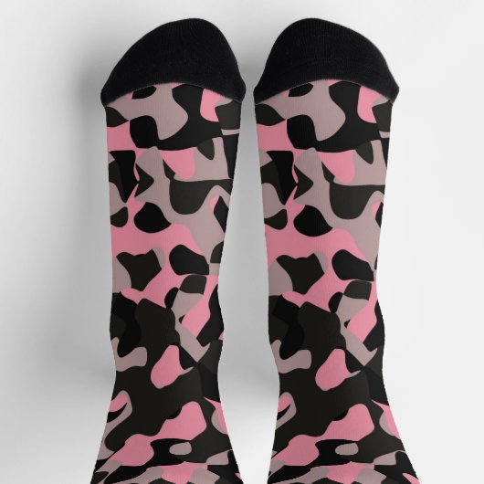Rosa und schwarze Camouflage Socken (Oben)