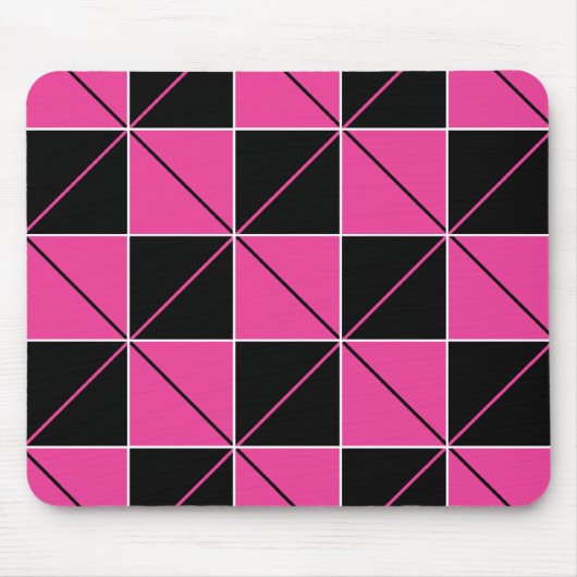 Rosa und schwarze Checkerboard-Raute Mousepad (Vorne)