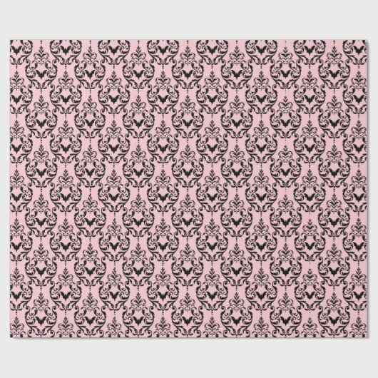 Rosa und schwarze Damaskus Geschenkpapier (Flach)