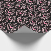 Rosa und schwarze Damaskus Geschenkpapier (Ecke)