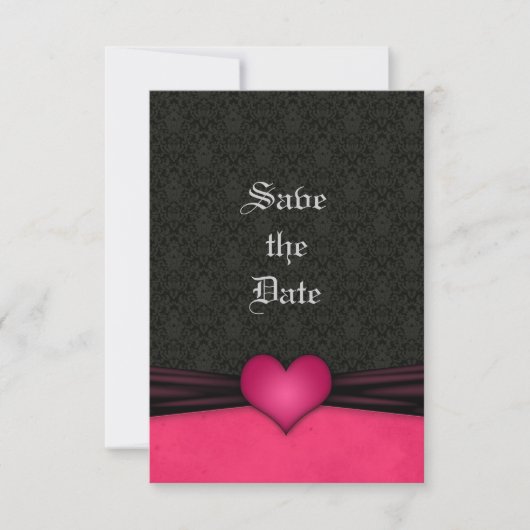 Rosa und schwarze Damaskus Hochzeit speichern Sie Save The Date (Vorderseite)