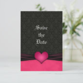 Rosa und schwarze Damaskus Hochzeit speichern Sie Save The Date (Stehend Vorderseite)