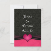 Rosa und schwarze Damaskus Hochzeit speichern Sie Save The Date (Rückseite)