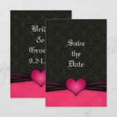 Rosa und schwarze Damaskus Hochzeit speichern Sie Save The Date (Vorne/Hinten)