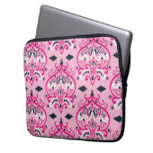 Rosa und schwarze Damaskus Laptopschutzhülle (Vorderseite Links)