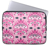 Rosa und schwarze Damaskus Laptopschutzhülle (Vorderseite)