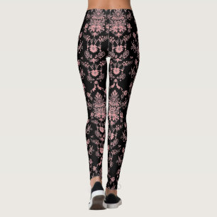 Rosa und schwarze Damaskus Leggings