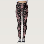 Rosa und schwarze Damaskus Leggings (Vorderseite)