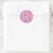 Rosa und schwarze Damaskus Runder Aufkleber (Tasche)