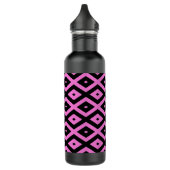Rosa und schwarze Diamantmuster Edelstahlflasche (Links)