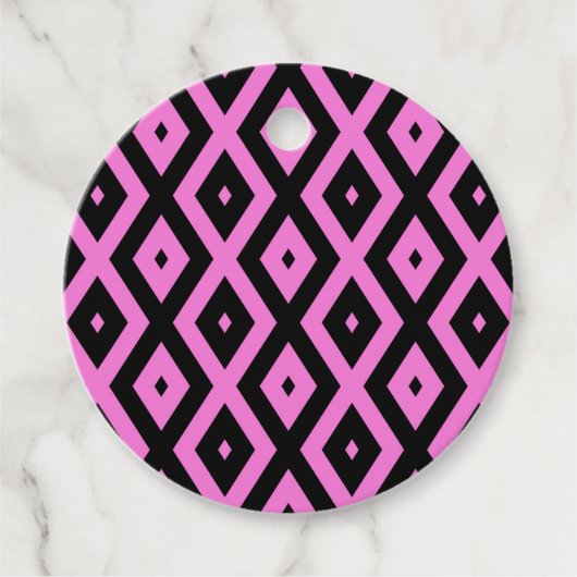 Rosa und schwarze Diamantmuster Geschenkanhänger (Vorderseite)