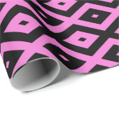 Rosa und schwarze Diamantmuster Geschenkpapier (Rolleneckpunkt)