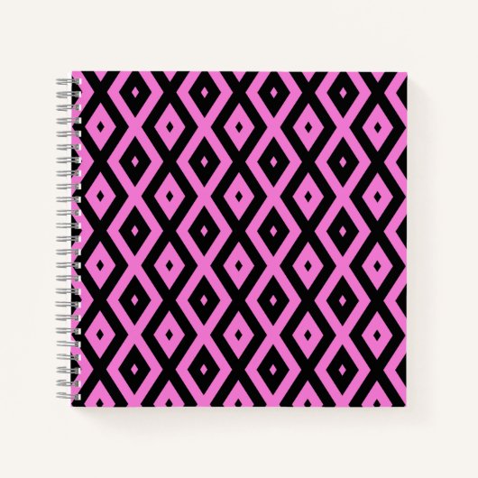 Rosa und schwarze Diamantmuster Notizblock (Vorderseite)