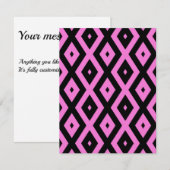Rosa und schwarze Diamantmuster RSVP Karte (Vorne/Hinten)