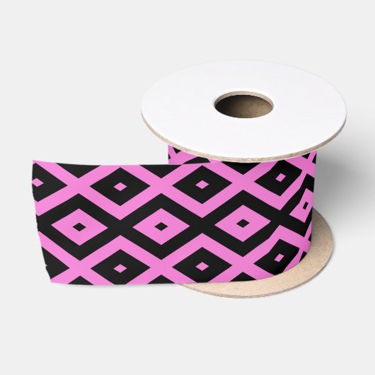 Rosa und schwarze Diamantmuster Satinband (Spule)
