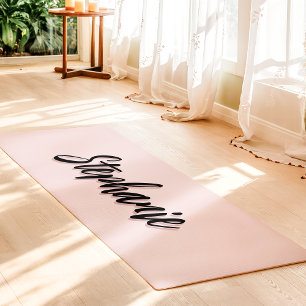 Rosa und schwarze einfache Yoga-Matte mit individu Yogamatte