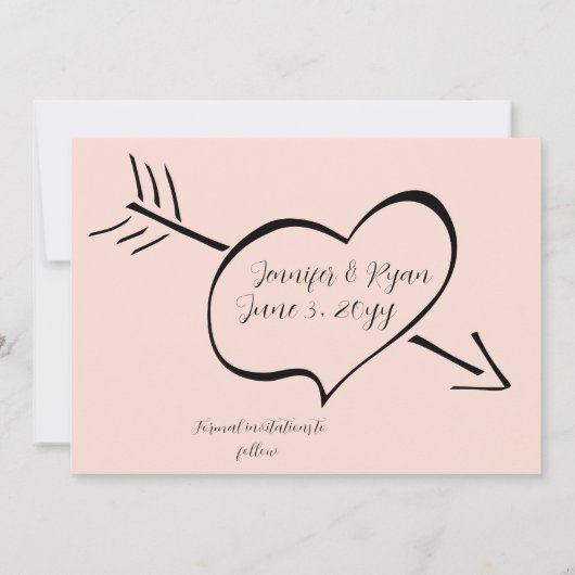 Rosa und schwarze Extravagante kalligraphische Her Save The Date (Rückseite)