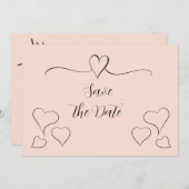 Rosa und schwarze Extravagante kalligraphische Her Save The Date (Vorne/Hinten)