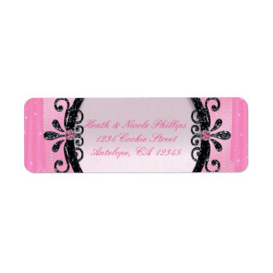 Rosa und schwarze fancy Rahmen Party Adressaufkleb