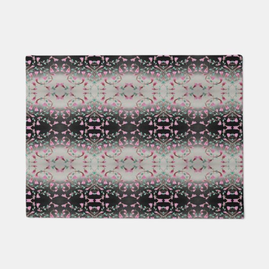 Rosa und schwarze Farbe Gemustert Fußmatte (Vorderseite)
