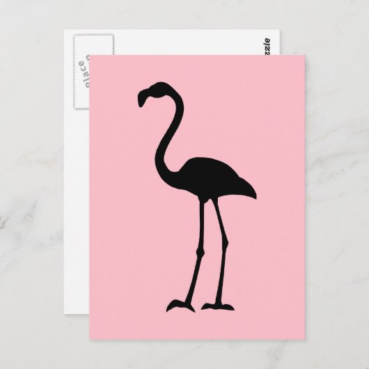 Rosa und schwarze Flamingo Postkarte (Vorne/Hinten)