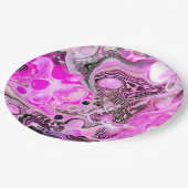 Rosa und schwarze Flüssigkeits-Kunst Pour Painting Pappteller (Schrägansicht)