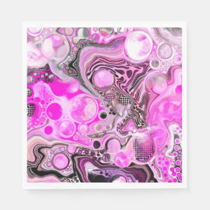 Rosa und schwarze Flüssigkeits-Kunst Pour Painting Serviette