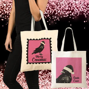 Rosa und schwarze gothische Krähe Frohe Krähemas-W Tragetasche