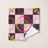 Rosa und schwarze Grafik, Mystische Tafel Badhandtuch Set (Waschlappen)