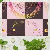 Rosa und schwarze Grafik, Mystische Tafel Geschirrtuch (Gefaltet)