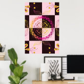 Rosa und schwarze Grafik, Mystische Tafel Poster (Heimbüro)