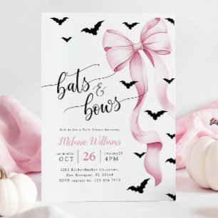 Rosa und schwarze Halloween-Baby-Shower-Einladung Einladung