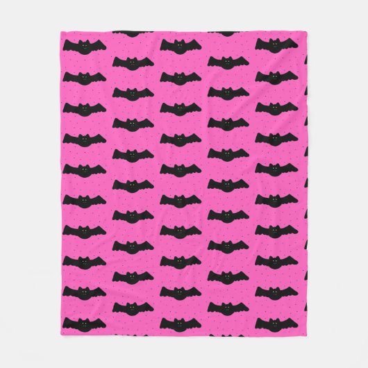 Rosa und schwarze Halloween-Fledermäuse Fleecedecke (Vorderseite)