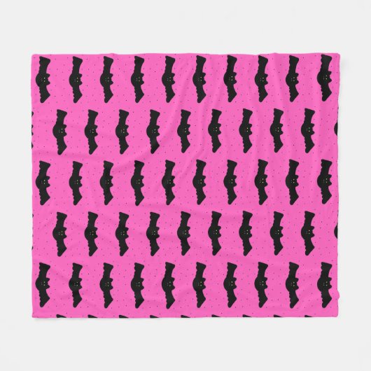 Rosa und schwarze Halloween-Fledermäuse Fleecedecke (Vorderseite (Horizontal))