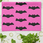 Rosa und schwarze Halloween-Fledermäuse Geschirrtuch (Gefaltet)