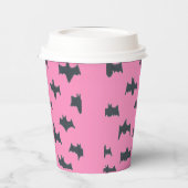 Rosa und schwarze Halloween-Fledermäuse Pappbecher (Links)