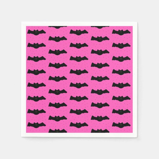Rosa und schwarze Halloween-Fledermäuse Serviette (Vorderseite)