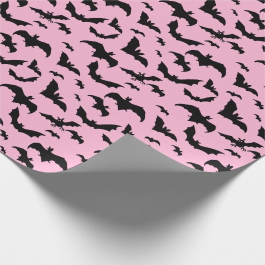 Rosa und Schwarze Halloweenboote Geschenkpapier (Ecke)